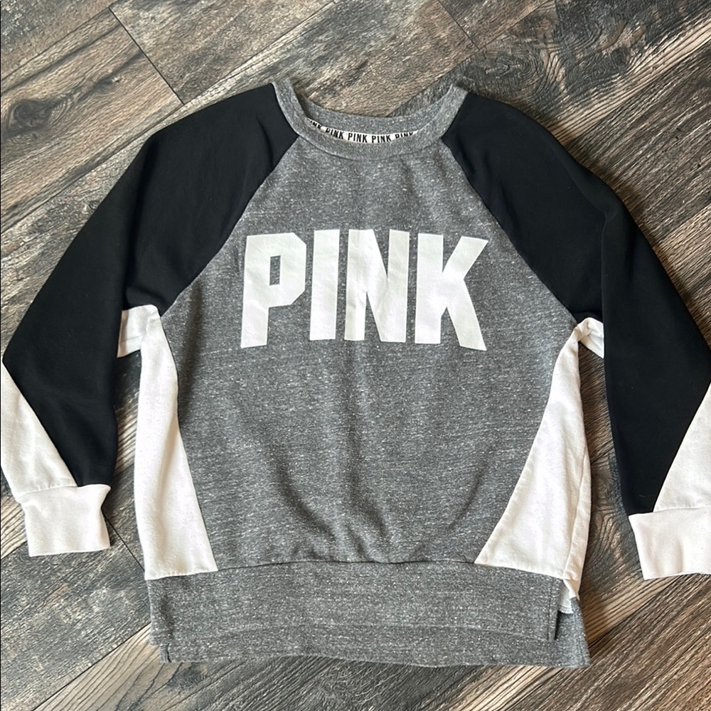 PINK Sweatshirt Victoria Secret Gray Black White Oversize Women Size Small